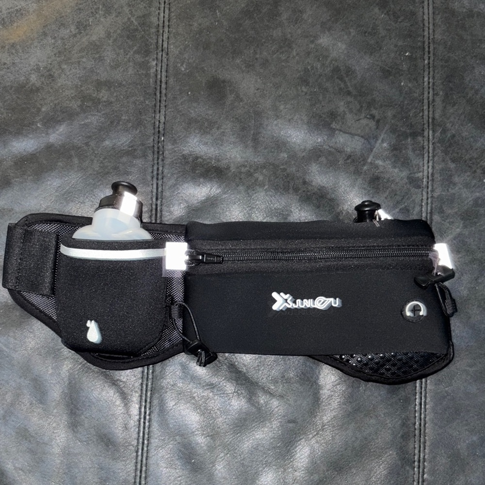 Black Running Belt with Water Bottle